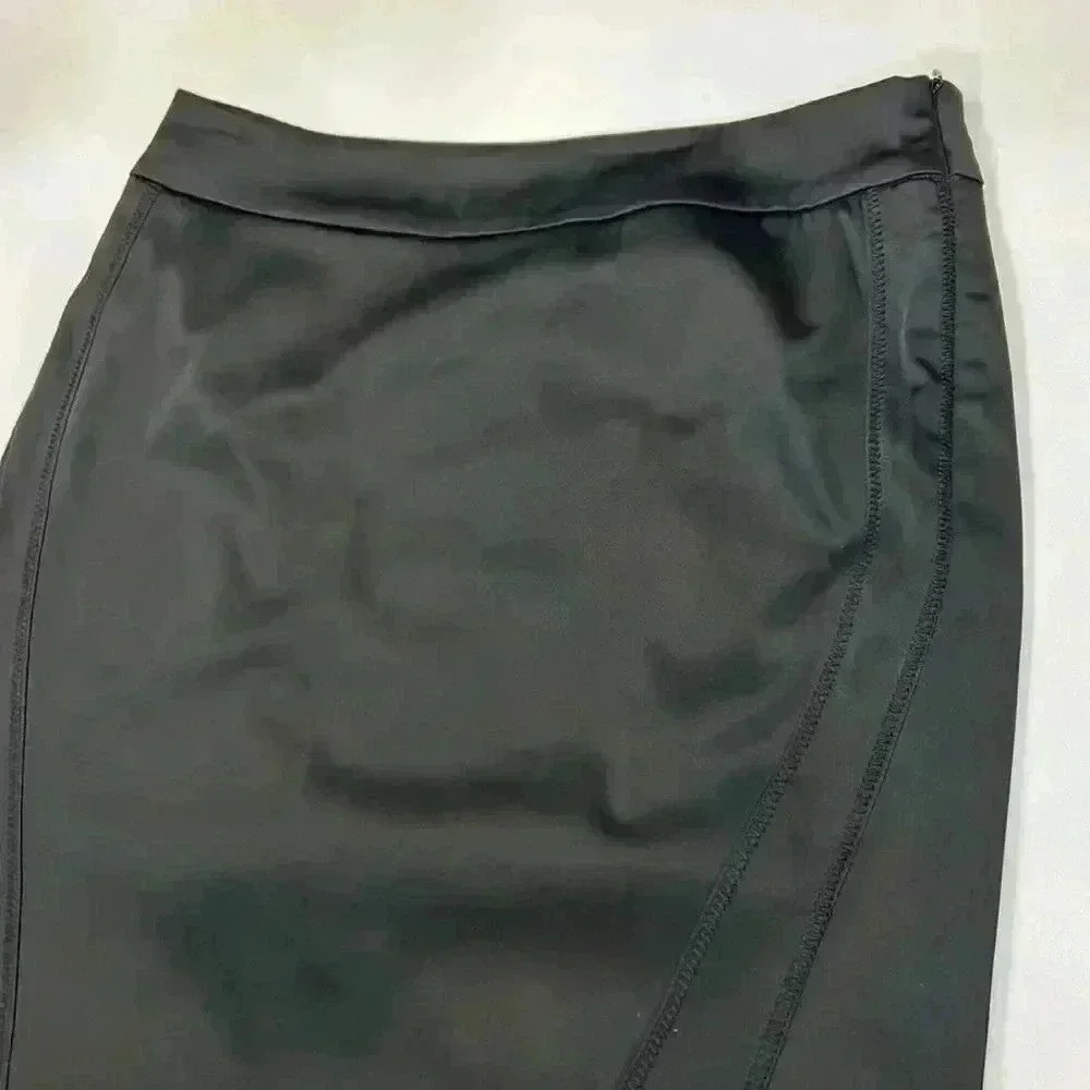 Esprit Satin Skirt Pencil Women's Size 4 Work Office Sexy Summer Lined Zip Slit - Picture 2 of 9